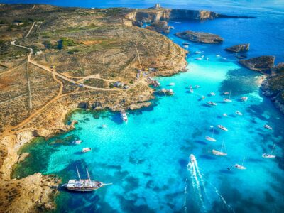 Landscape with Blue lagoon at Comino island, Malta